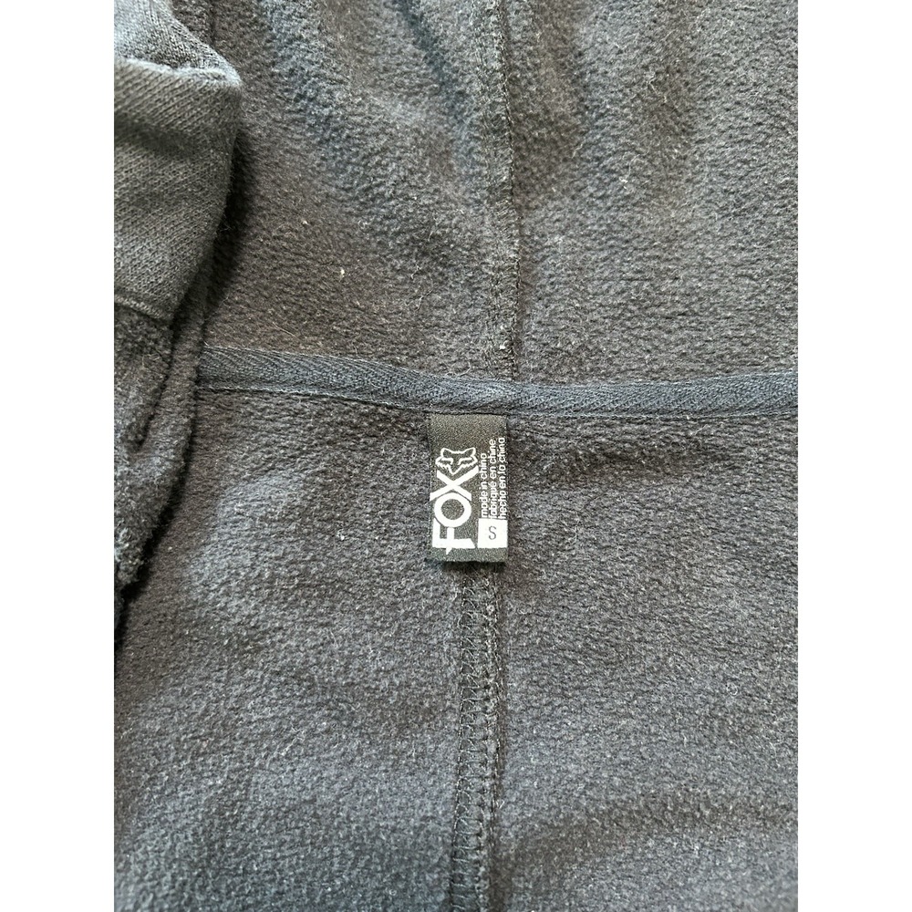 Y2K Fox Racing Zip Hoodie Women's S Black Basic Gothic Thumb Hole Logo Grunge - Picture 4 of 12